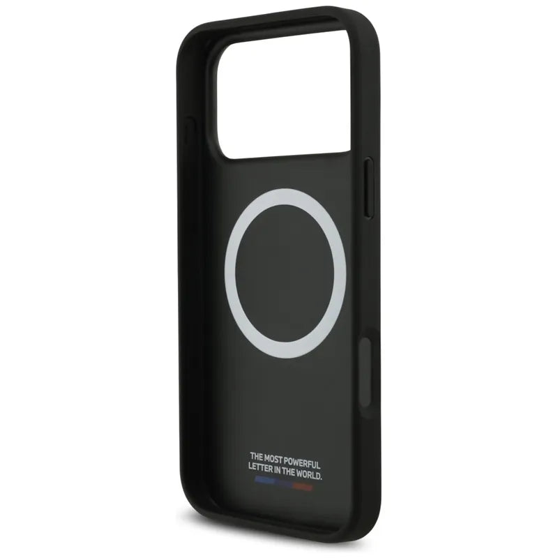 BMW M Carbon Tricolor Line MagSafe - dėklas iPhone 17 Pro Max (juodas)