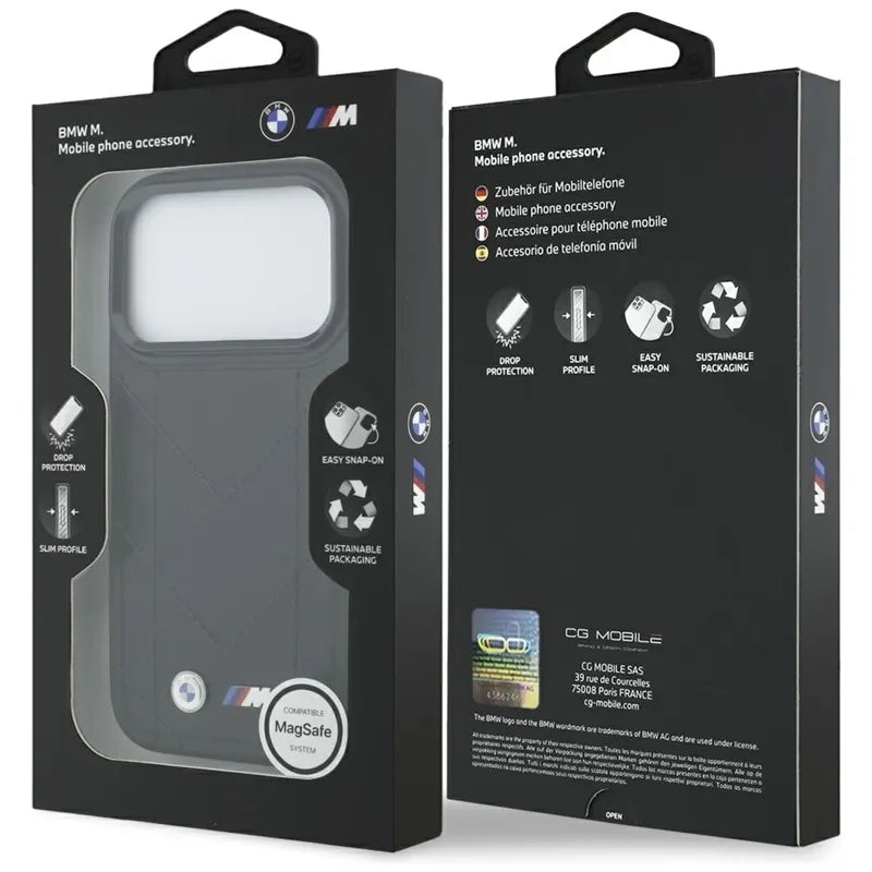 BMW M Dygštuotas logotipas MagSafe - iPhone 17 Pro dėklas (juodas)