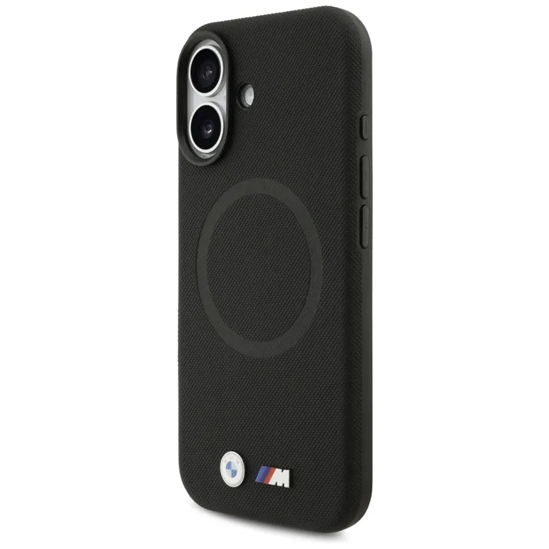 BMW M FW Metal Logo MagSafe dėklas iPhone 17 (juodas)