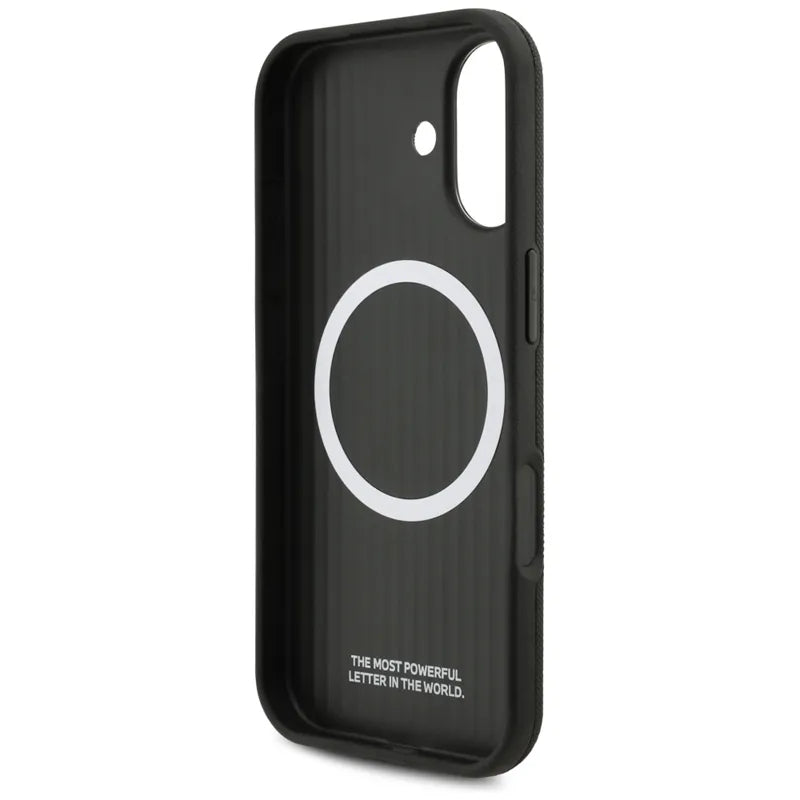 BMW M FW Metal Logo MagSafe dėklas iPhone 17 (juodas)