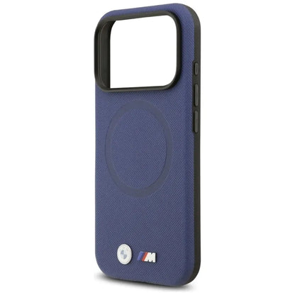 BMW M FW Metal Logo MagSafe dėklas iPhone 17 Pro Max (tamsiai mėlynas)