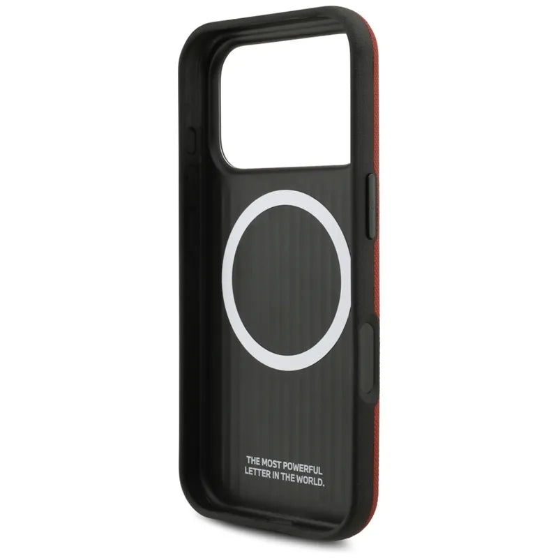 BMW M FW Metalinis Logo MagSafe dėklas, skirtas iPhone 17 Pro (raudonas)