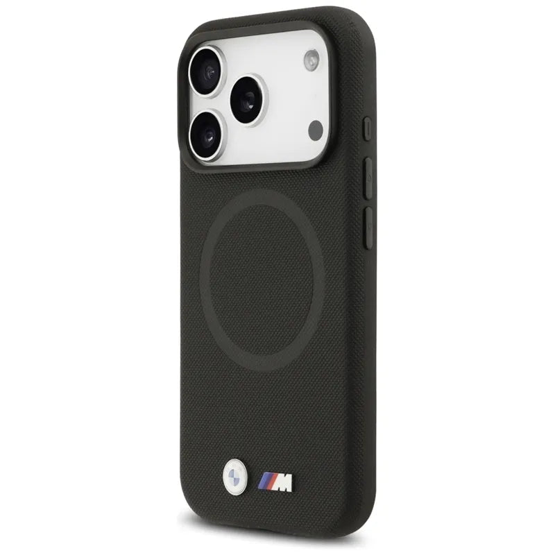 BMW M FW metalinis logotipas MagSafe - dėklas iPhone 17 Pro (juodas)