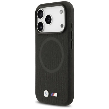 BMW M FW metalinis logotipas MagSafe - dėklas iPhone 17 Pro (juodas)