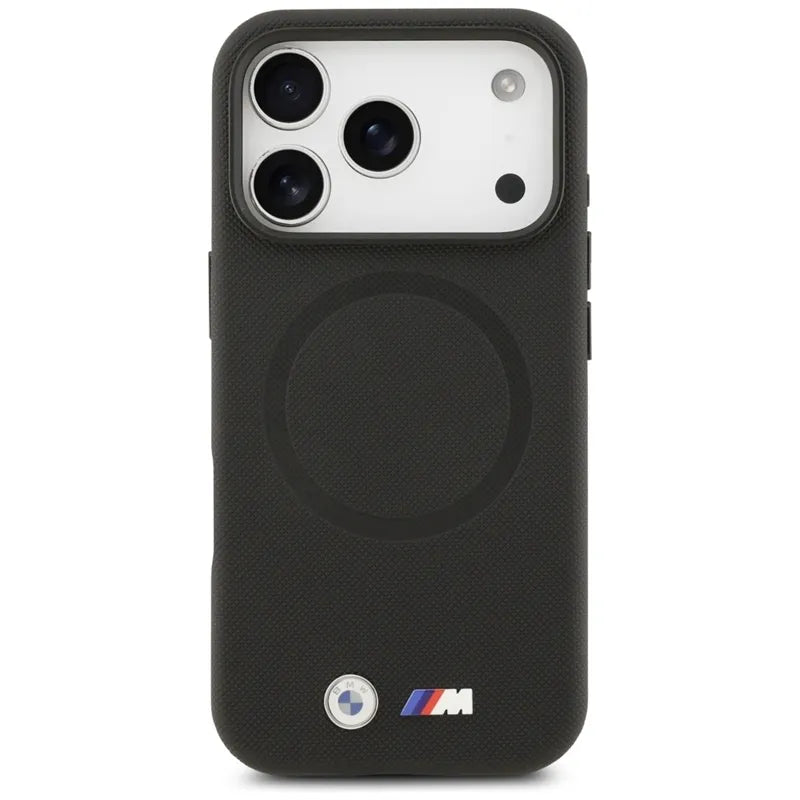 BMW M FW metalinis logotipas MagSafe - dėklas iPhone 17 Pro (juodas)
