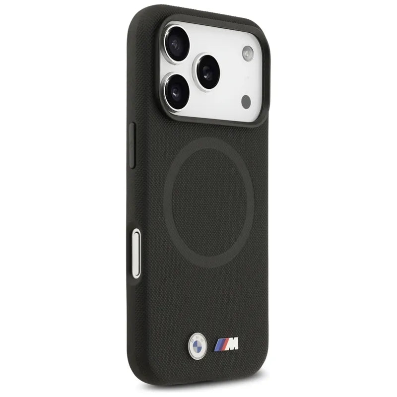 BMW M FW Metalinis Logotipas MagSafe - dėklas iPhone 17 Pro Max (juodas)