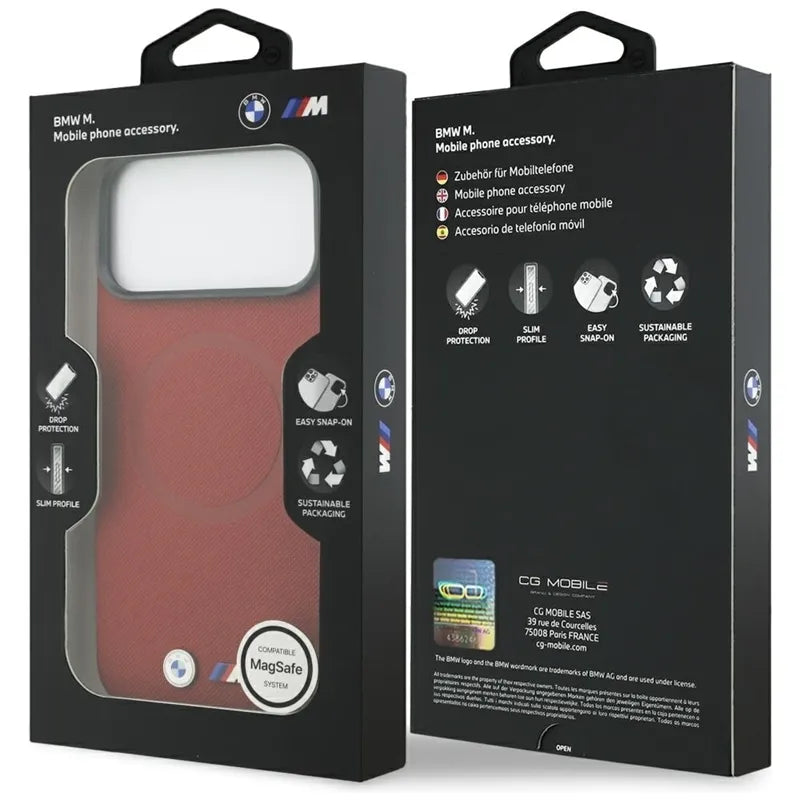 BMW M FW Metalinis Logotipas MagSafe - Dėklas iPhone 17 Pro Max (raudonas)