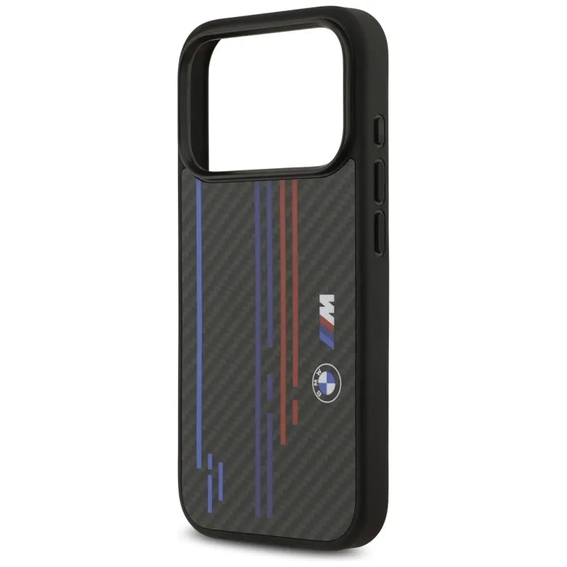 BMW M Kevlar linijos ir logotipas MagSafe - iPhone 17 Pro dėklas (juodas)