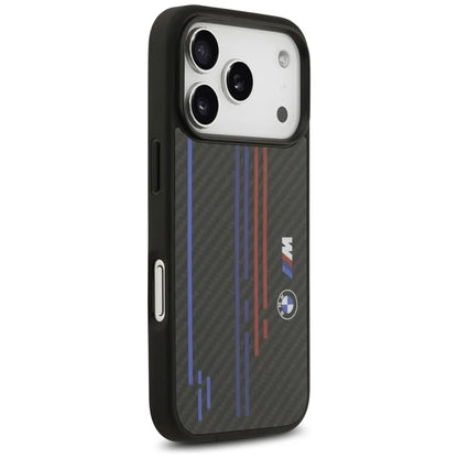 BMW M Kevlar linijos ir logotipas MagSafe - iPhone 17 Pro dėklas (juodas)