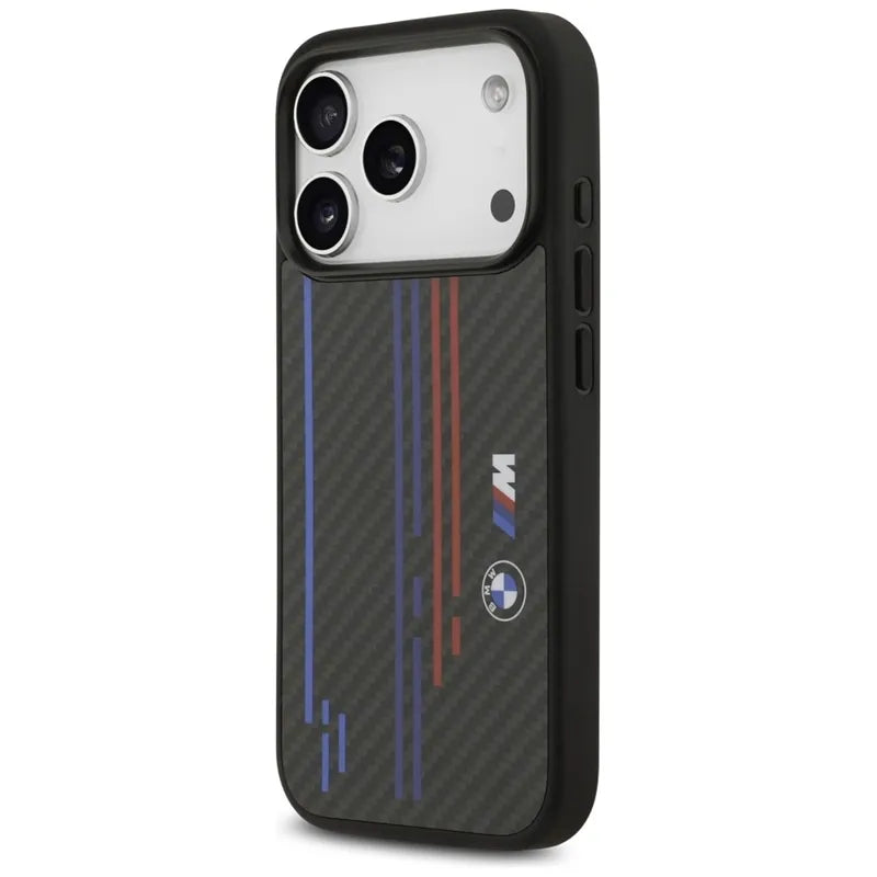 BMW M Kevlar linijos ir logotipas MagSafe - iPhone 17 Pro dėklas (juodas)