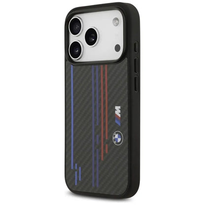 BMW M Kevlar linijos ir logotipas MagSafe - iPhone 17 Pro dėklas (juodas)