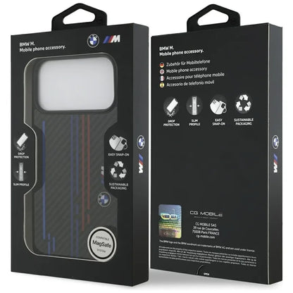 BMW M Kevlar linijos ir logotipas MagSafe - iPhone 17 Pro Max dėklas (Juodas)