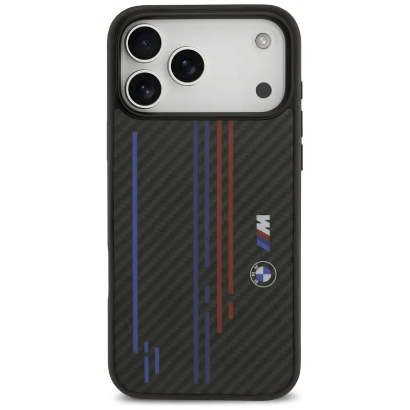 BMW M Kevlar linijos ir logotipas MagSafe - iPhone 17 Pro Max dėklas (Juodas)