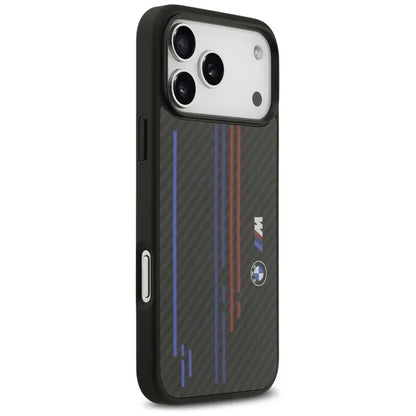 BMW M Kevlar linijos ir logotipas MagSafe - iPhone 17 Pro Max dėklas (Juodas)