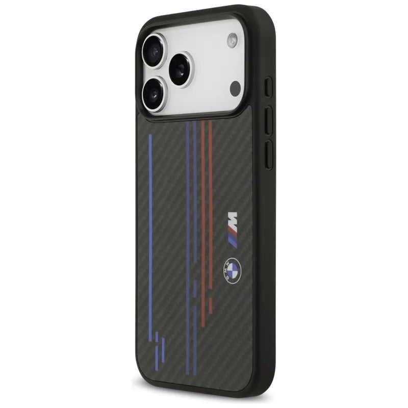 BMW M Kevlar linijos ir logotipas MagSafe - iPhone 17 Pro Max dėklas (Juodas)