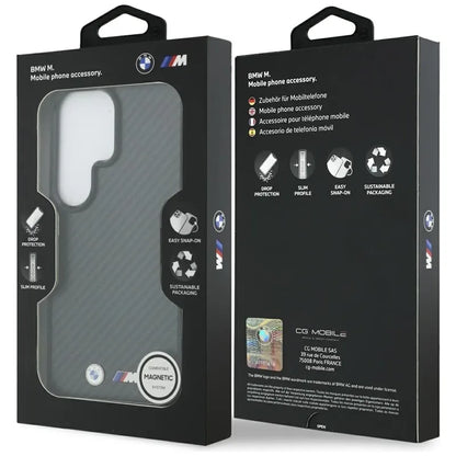 BMW M Kevlar Logo MagSafe - Samsung Galaxy S26 Ultra dėklas (juodas)
