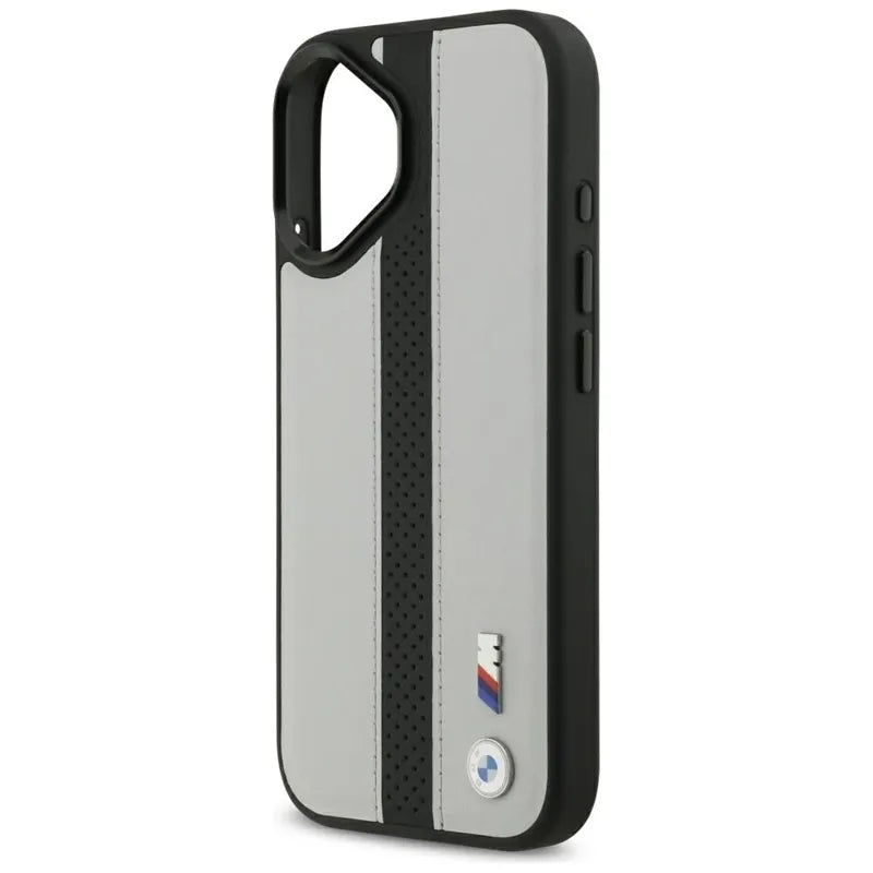 BMW M Perforated Stripe Logo MagSafe – dėklas iPhone 17 (pilkas)