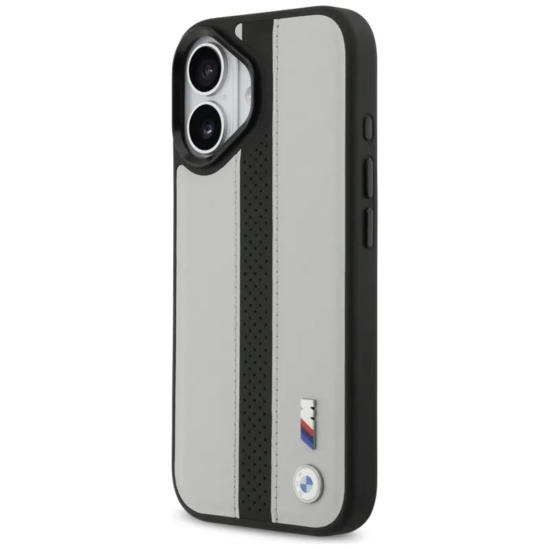 BMW M Perforated Stripe Logo MagSafe – dėklas iPhone 17 (pilkas)
