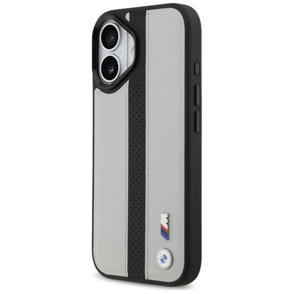 BMW M Perforated Stripe Logo MagSafe – dėklas iPhone 17 (pilkas)