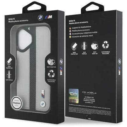 BMW M Perforated Stripe Logo MagSafe – dėklas iPhone 17 (pilkas)