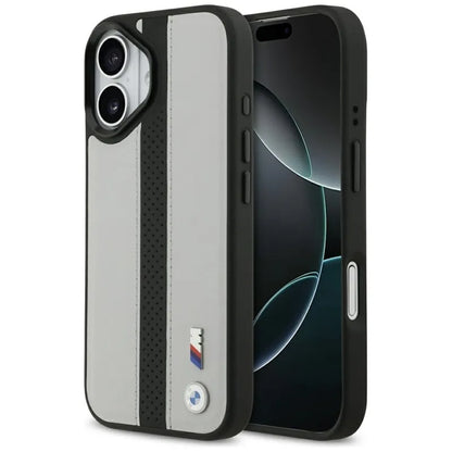 BMW M Perforated Stripe Logo MagSafe – dėklas iPhone 17 (pilkas)