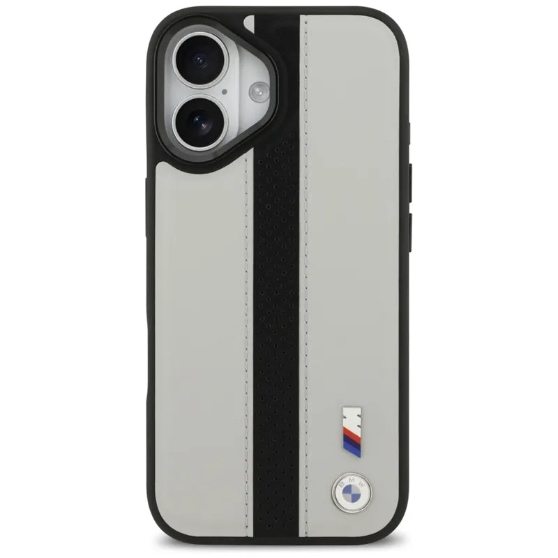 BMW M Perforated Stripe Logo MagSafe – dėklas iPhone 17 (pilkas)