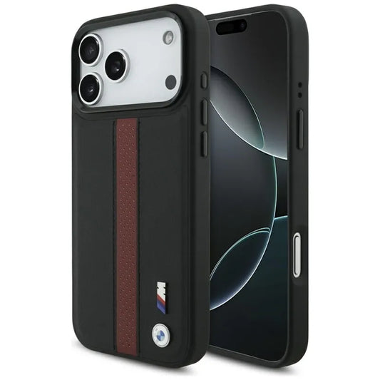 BMW M Perforated Stripe Logo MagSafe dėklas – iPhone 17 Pro Max (Raudonas)