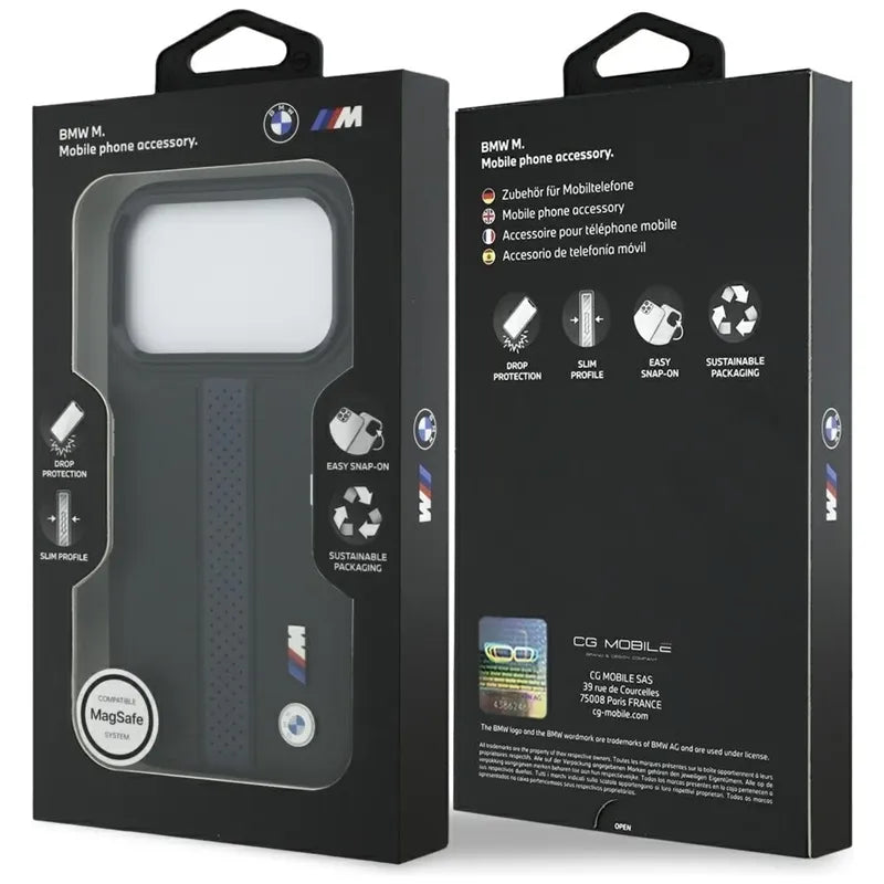BMW M Perforated Stripe Logo MagSafe dėklas – iPhone 17 Pro (Mėlynas)