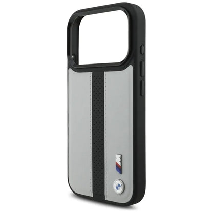 BMW M perforuota juostelės logotipas MagSafe - iPhone 17 Pro dėklas (pilkas)