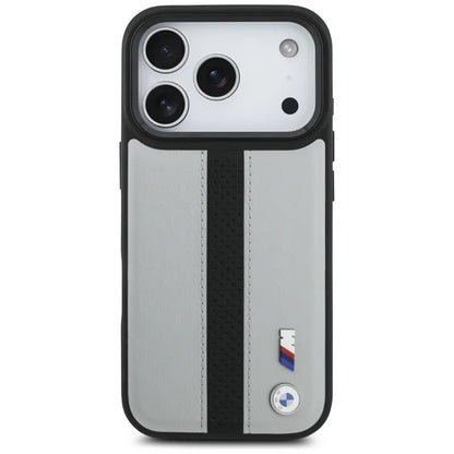 BMW M perforuota juostelės logotipas MagSafe - iPhone 17 Pro dėklas (pilkas)