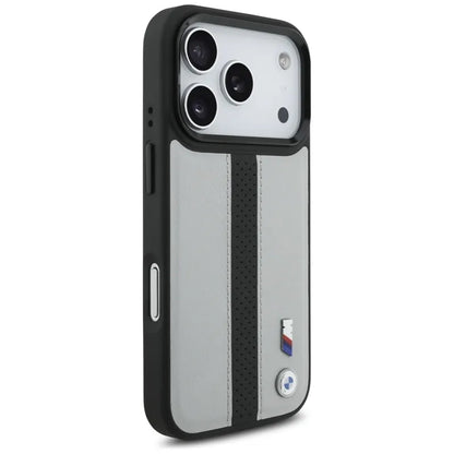 BMW M perforuota juostelės logotipas MagSafe - iPhone 17 Pro dėklas (pilkas)