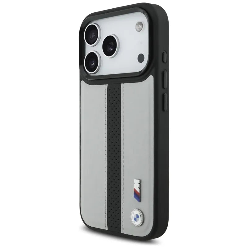 BMW M perforuota juostelės logotipas MagSafe - iPhone 17 Pro dėklas (pilkas)