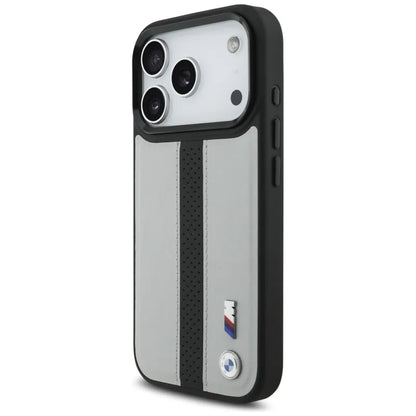 BMW M perforuota juostelės logotipas MagSafe - iPhone 17 Pro dėklas (pilkas)
