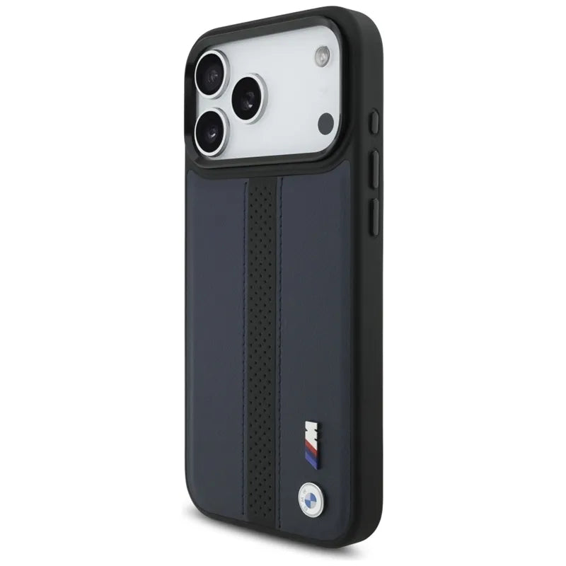 BMW M perforuota juostelės logotipo „MagSafe“ dėklas – iPhone 17 Pro Max (Tamsiai mėlynas)