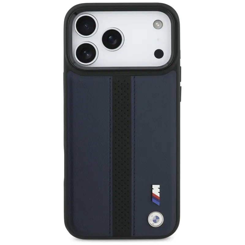 BMW M perforuota juostelės logotipo „MagSafe“ dėklas – iPhone 17 Pro Max (Tamsiai mėlynas)