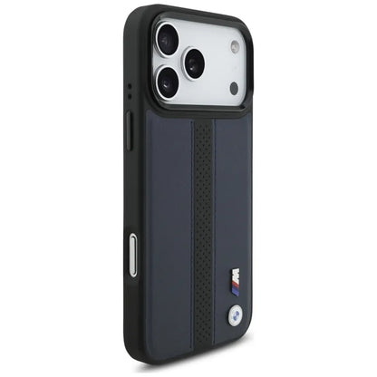 BMW M perforuota juostelės logotipo „MagSafe“ dėklas – iPhone 17 Pro Max (Tamsiai mėlynas)