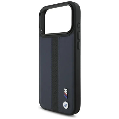 BMW M perforuota juostelės logotipo „MagSafe“ dėklas – iPhone 17 Pro Max (Tamsiai mėlynas)