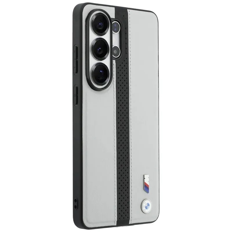 BMW M perforuota juostelės logotipo „MagSafe“ dėklas „Samsung Galaxy S26 Ultra“ (pilkos spalvos)