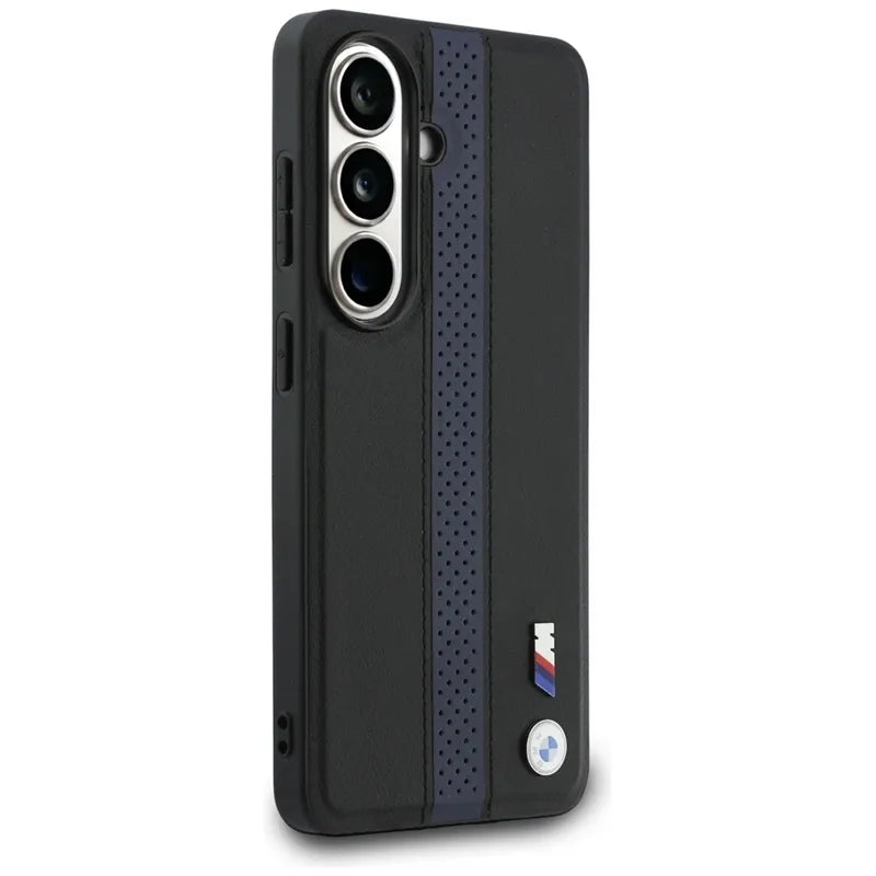 BMW M perforuota "Stripe Logo" MagSafe dėklas - Samsung Galaxy S26 (mėlynas)