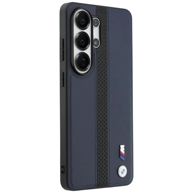 BMW M perforuota "Stripe Logo" MagSafe dėklas - Samsung Galaxy S26 Ultra (Tamsiai mėlynas)