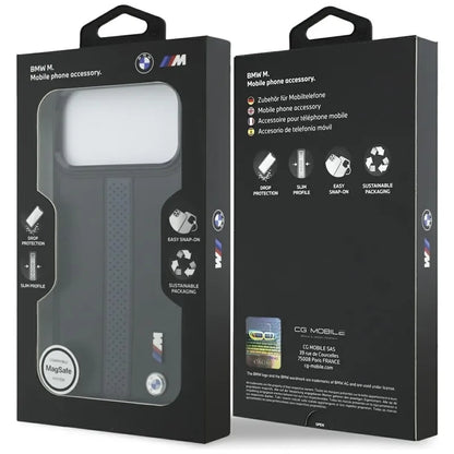 BMW M perforuotos juostelės logotipas MagSafe - iPhone 17 Pro Max dėklas (mėlynas)
