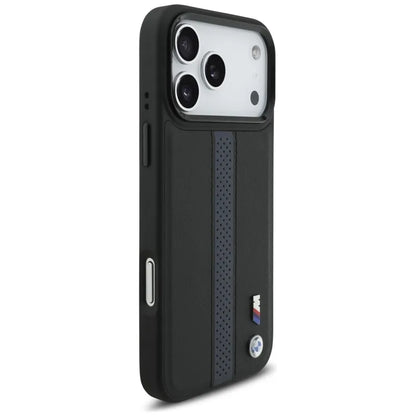 BMW M perforuotos juostelės logotipas MagSafe - iPhone 17 Pro Max dėklas (mėlynas)