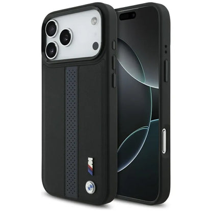 BMW M perforuotos juostelės logotipas MagSafe - iPhone 17 Pro Max dėklas (mėlynas)