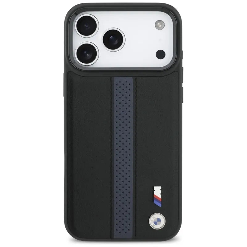 BMW M perforuotos juostelės logotipas MagSafe - iPhone 17 Pro Max dėklas (mėlynas)