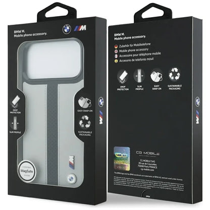 BMW M perforuotos juostelės logotipas MagSafe - iPhone 17 Pro Max dėklas (pilkas)