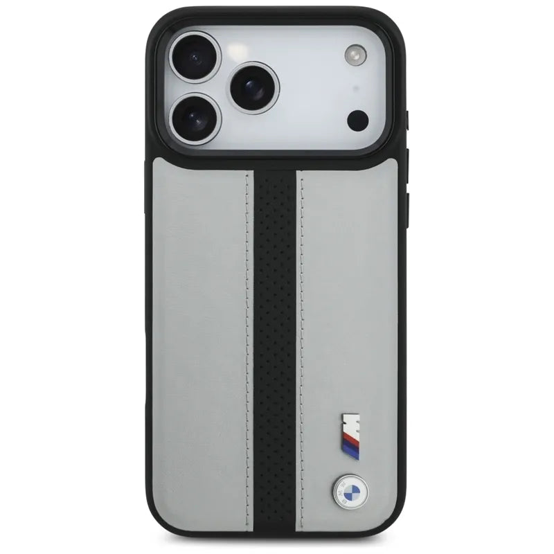 BMW M perforuotos juostelės logotipas MagSafe - iPhone 17 Pro Max dėklas (pilkas)
