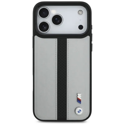 BMW M perforuotos juostelės logotipas MagSafe - iPhone 17 Pro Max dėklas (pilkas)