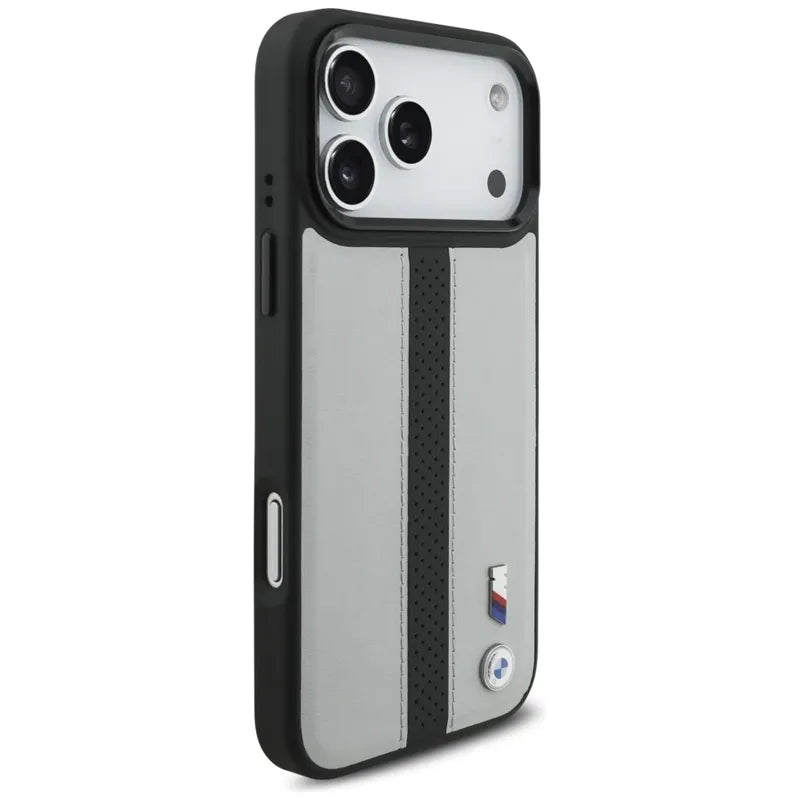BMW M perforuotos juostelės logotipas MagSafe - iPhone 17 Pro Max dėklas (pilkas)