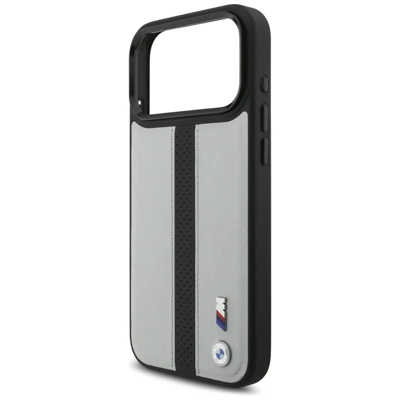 BMW M perforuotos juostelės logotipas MagSafe - iPhone 17 Pro Max dėklas (pilkas)