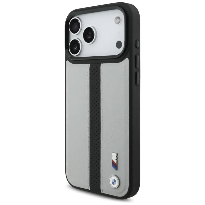 BMW M perforuotos juostelės logotipas MagSafe - iPhone 17 Pro Max dėklas (pilkas)